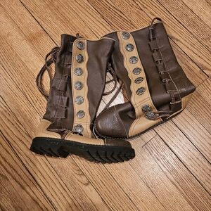 Brown and Tan Women's Boots